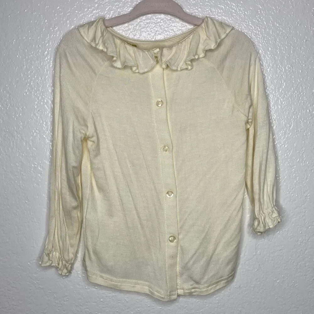 Chelsea & Violet Cream Long Sleeve Blouse with Ruffle Neckline  3T